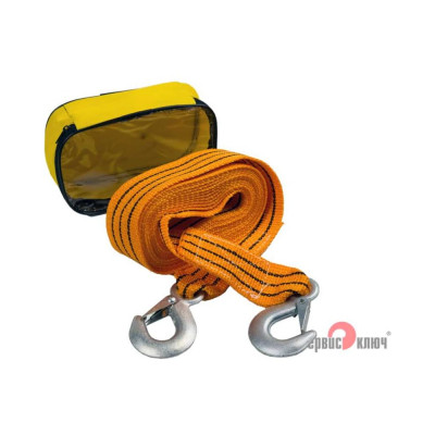 Ленточный трос СЕРВИС КЛЮЧ 5 т. в чехле 2 крюка 73704