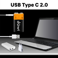 Аккумулятор duwi USB-С, тип Крона Li-ion, 9В, 450мАч, 1шт, кабель для зарядки 62014 3