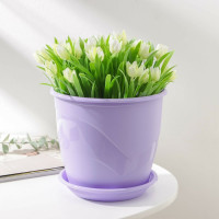 Горшок для цветов с поддоном СИМАЛЕНД Венеция 3.1 л, 19 см, 18 см, лавандовый 4483980