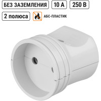 Кабельная розетка TDM ELECTRIC 2П без заземления белая 10А 250B серии "Народная" SQ1806-0409