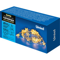 Светодиодная гирлянда на батарейках Uniel ULD-S1900-020/STB/2AA WARM WHITE, IP20, STARS UL-00008619