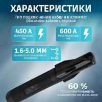 Электрододержатель в блистере номинальный ток 450 А, максимальный ток 600 А SOLARIS H-600E