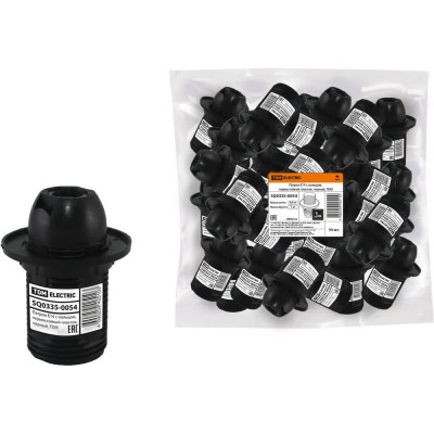 Патрон Е14 TDM ELECTRIC с кольцом, термостойкий пластик, черный, SQ0335-0054