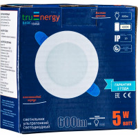 Светодиодный светильник truEnergy ультратонкий круг 5W 4000K 600Lm D100мм белый алюминий 10460