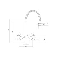 Смеситель для кухни Славен с гибким изливом, двуручный СЛ-ДВ-О25