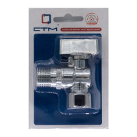 Шаровой кран для бытовых приборов СТМ угловой 1/2"х1/2" г/ш., удлиненная резьба, с отражателем, бабочка, хром CAMF1212