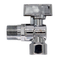 Шаровой кран для бытовых приборов СТМ угловой 1/2"х1/2" г/ш., удлиненная резьба, с отражателем, бабочка, хром CAMF1212