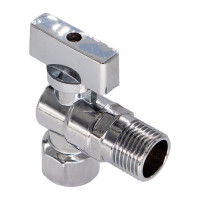 Шаровой кран для бытовых приборов СТМ угловой 1/2"х1/2" г/ш., удлиненная резьба, с отражателем, бабочка, хром CAMF1212