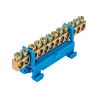 Шина N нулевая ЮПИТЕР с изолятором на DIN-рейку 6x9мм 12 групп малая стойка JP7208-03