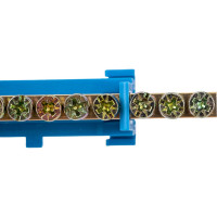 Шина N нулевая ЮПИТЕР с изолятором на DIN-рейку 6x9мм 12 групп малая стойка JP7208-03