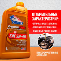 Моторное синтетическое масло ABRO Premium Plus Full Synthetic 5W40, 1 л MO-FS-5-40-SP-1L