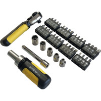 Набор торцевых головок с трещоткой NIKONA  1/4", 5-12 мм, S2 сталь, в прозрачном пластиковом ящике, 23 предмета 27-624