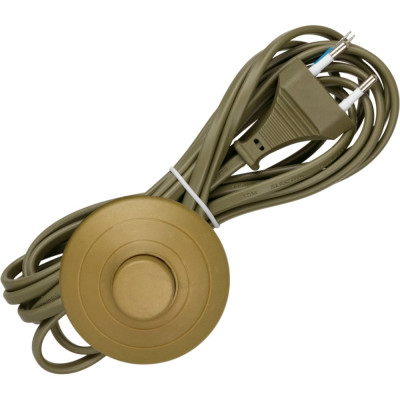 Шнур TDM ELECTRIC с ножным выключателем и плоской вилкой ШУН01В ШВВП 2x0,75мм2 3,5м. бронза SQ1305-0063
