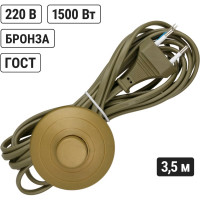 Шнур TDM ELECTRIC с ножным выключателем и плоской вилкой ШУН01В ШВВП 2x0,75мм2 3,5м. бронза SQ1305-0063