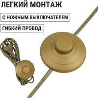 Шнур TDM ELECTRIC с ножным выключателем и плоской вилкой ШУН01В ШВВП 2x0,75мм2 3,5м. бронза SQ1305-0063