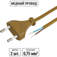 Шнур TDM ELECTRIC с ножным выключателем и плоской вилкой ШУН01В ШВВП 2x0,75мм2 3,5м. бронза SQ1305-0063