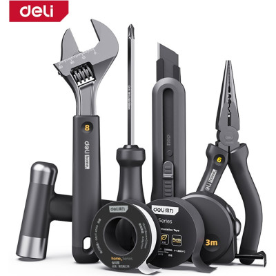 Набор ручного инструмента DELI Home Series HT0008 8 предметов, эксклюзивный дизайн, софттач пластик, подарочная упаковка 104622