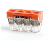 Монтажная 4-проводная клемма STEKKER для 1-жильного проводника (с пастой), LD773-174-1 39872