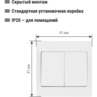 2-клавишный выключатель TDM ELECTRIC 10А белый "Ильмень" TDM ELECTRIC SQ1823-0002
