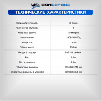 Двухступенчатый вакуумный насос 60 л/мин ОДА Сервис ODA-2VP60
