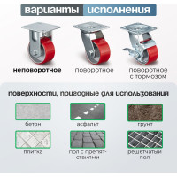 Колесо неповоротное (100 мм; грузоподъемность 200 кг; игольчатый подшипник; чугун; полиуретан) СТЕЛЛА-ТЕХНИК N29100CPUF