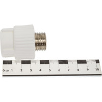 Комбинированная муфта PRO AQUA PP-R НР белая d-20 мм 1/2" PA23008Pb