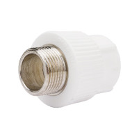 Комбинированная муфта PRO AQUA PP-R НР белая d-25 мм 3/4" PA23014Pb