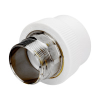 Комбинированная муфта под ключ PRO AQUA PP-R НР белая d-50 мм 2" PA23523Pb