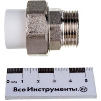 Комбинированная разъемная муфта (американка) PRO AQUA PP-R НР белая d-20 мм 3/4" PA21010b