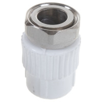 Муфта с накидной гайкой PRO AQUA PP-R белая d-20 мм 3/4" PA29010b