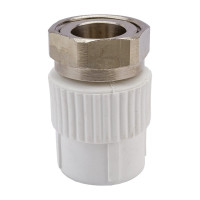 Муфта с накидной гайкой PRO AQUA PP-R белая d-25 мм 1" PA29015b