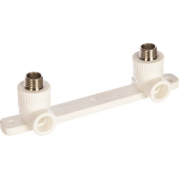 Комбинированный двойной угольник с креплением PRO AQUA PP-R НР белый, 20 мм, 1/2" PA280108Pb