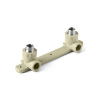 Комбинированный двойной угольник с креплением PRO AQUA PP-R НР белый, 20 мм, 1/2" PA280108Pb