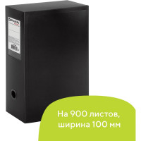 Архивный короб Energy, пластик, 10 см , разборный, черный, 0,9 мм BRAUBERG 236854