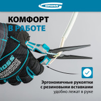Прямые длинногубцы 205 мм, трехкомпонентные рукоятки GROSS 17171