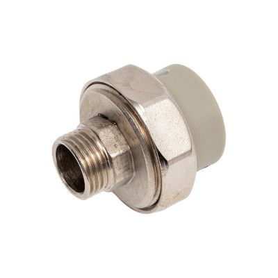 Муфта комбинированная RTP разъемная, американка, наружная резьба, D25х1/2 мм, серая 15809