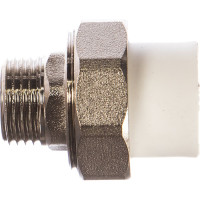 Комбинированная муфта СТМ ПЛАСТ PP-R, разъемная, с наружной резьбой DN 20х1/2" CPRM2012