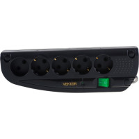 Сетевой фильтр Vektor COM черный 1.8-2м 15779
