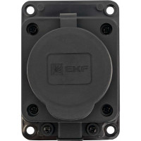 Одноместная каучуковая розетка с защитной крышкой EKF, 230В 2P+PE 16A IP44 PRO RPS-014-16-230-44-r