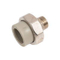 Муфта комбинированная RTP разъемная, американка, наружная резьба, D25х1/2 мм, серая 15809