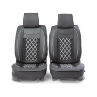 Каркасные накидки на передние сиденья CarPerformance 2 шт., экокожа CUS-2092 BK/GY