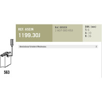 Комплект графитовых щеток 2 шт аналог BOSCH OEM 1607000V53/AS Asein 1199.30J