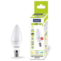 Лампа светодиодная General Lighting Systems GLDEN-CF-12-230-E14-4500, 12Вт, 950Лм, 230В, цоколь E14, колба CF (свеча), 4500К - нейтральный белый свет 649928