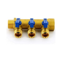 Коллектор Tiemme НВ 1', 3х1/2'х16 Н 36 мм, с кранами 1820005