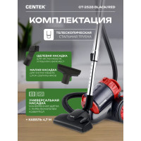 Пылесос Centek мультициклон 2000/350Вт  стакан 1,5 л, телескоп металл. трубка CT-2528 Red