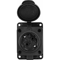 Одноместная каучуковая розетка с защитной крышкой EKF, 230В 2P+PE 16A IP44 PRO RPS-014-16-230-44-r
