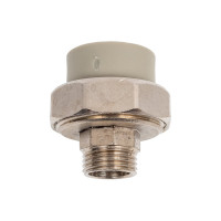 Муфта комбинированная RTP разъемная, американка, наружная резьба, D25х1/2 мм, серая 15809