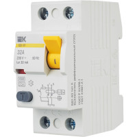 Дифференциальный выключатель IEK УЗО, ВД1-63, 2Р, 32А, 30мА, тип А MDV11-2-032-030