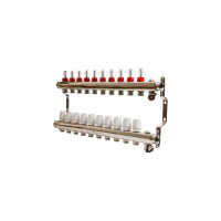 Коллекторная группа VRT 1"х3/4", евроконус, 10 выходов, c расходомерами 530138