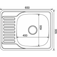 Врезная мойка mixline 50х65х18 см, 0.8, правый выпуск 3 1/2, с сифоном, декор 532311